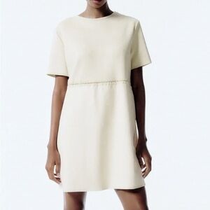 Zara Beige Short Sleeve Mini Dress